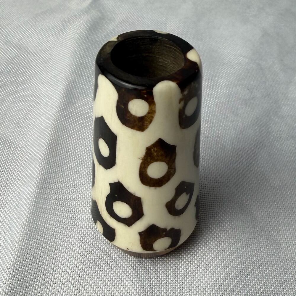 VTG Tiny Peruvian Chulucanas Pottery Mini Vase Hexagon Dot Design Peru 2.5" Gift